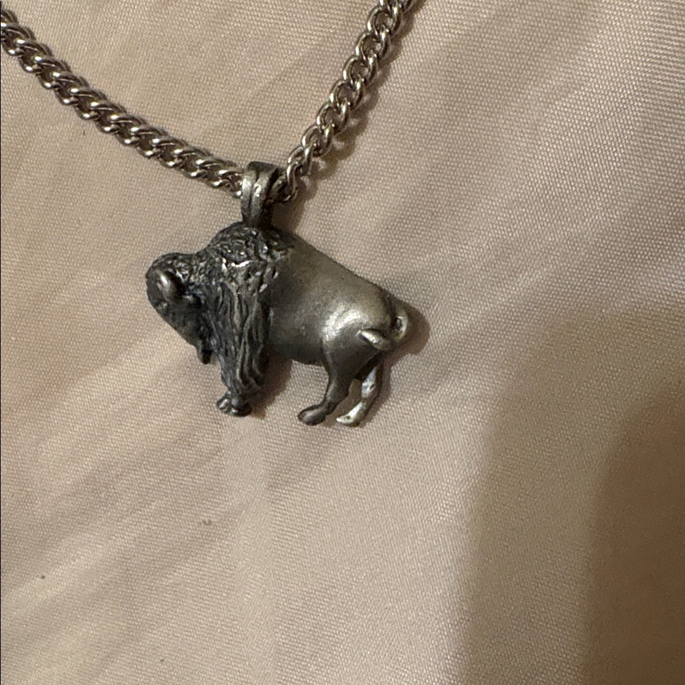 Vintage Avon Buffalo Necklace + FREE Druzy western pendant